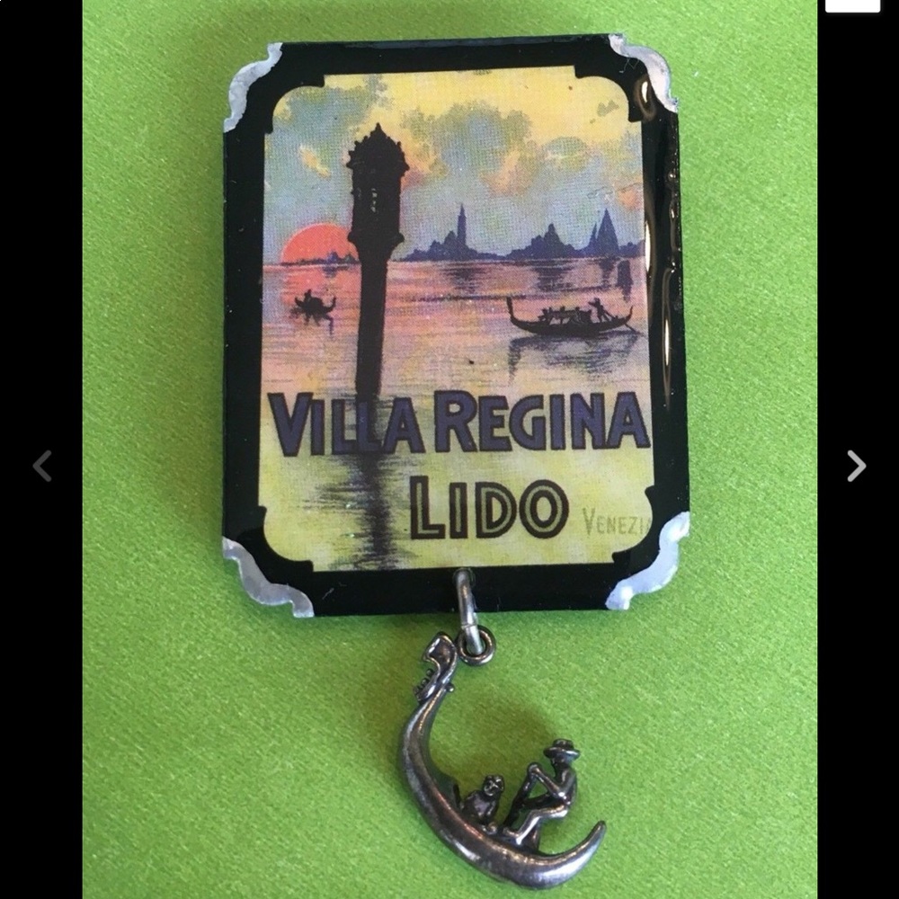 Hand Made Brooch Gondolier Boat Charm Venice Italy